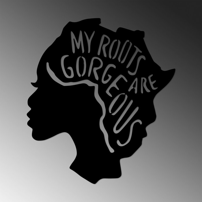 Wallity My Roots Are Gorgeous - 444 Escultura de Pared de Metal Negro